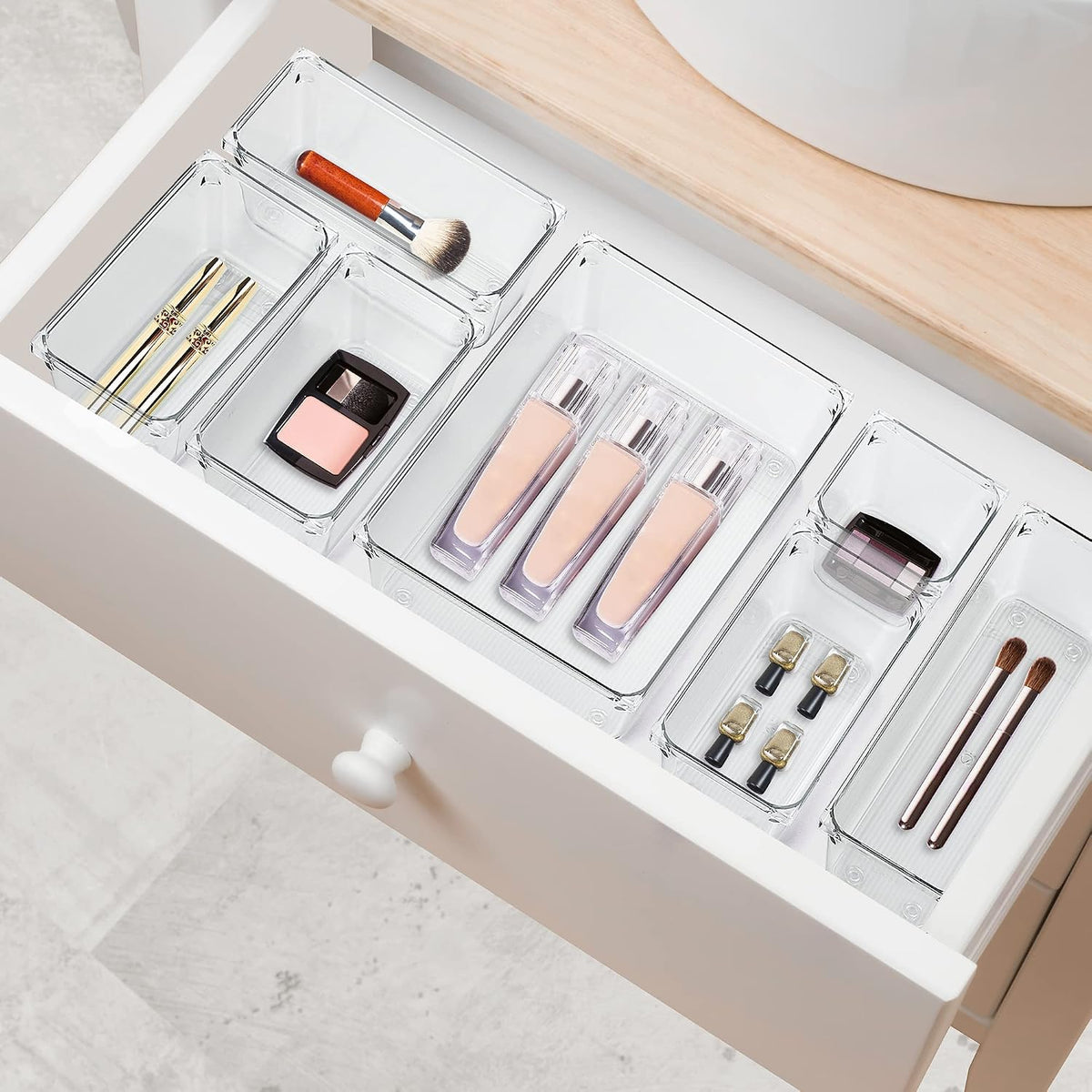 6 Pack Drawer Organizer, 6" x 9" Plastic Storage Bins
