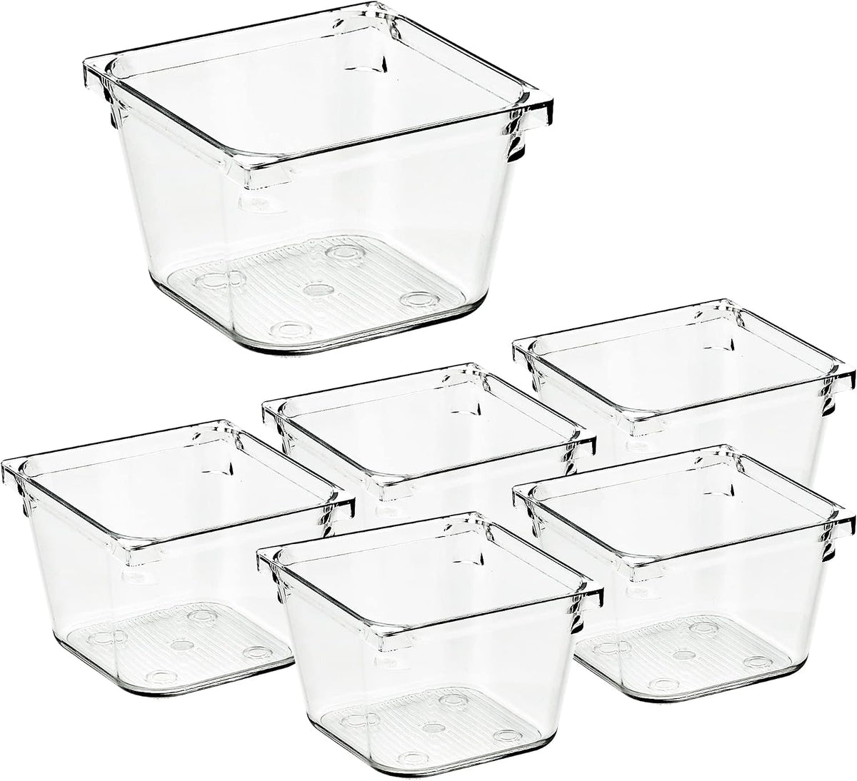 6 Pack Drawer Organizer, 6" x 9" Plastic Storage Bins