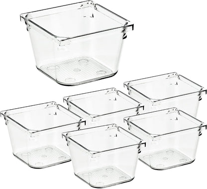 6 Pack Drawer Organizer, 6" x 9" Plastic Storage Bins