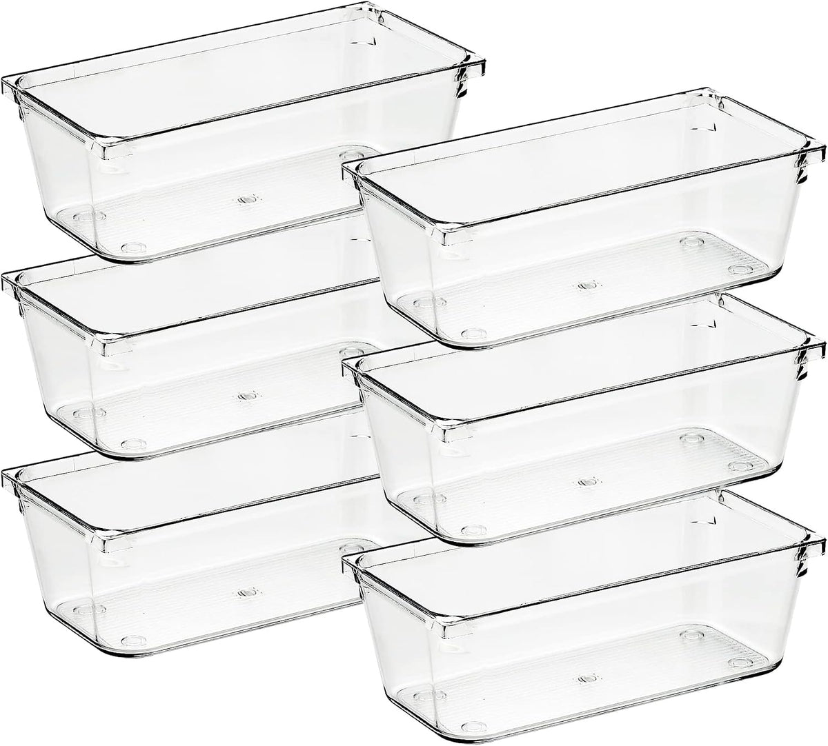 6 Pack Drawer Organizer, 6" x 9" Plastic Storage Bins