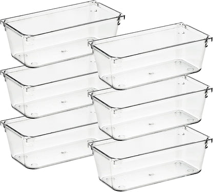 6 Pack Drawer Organizer, 6" x 9" Plastic Storage Bins