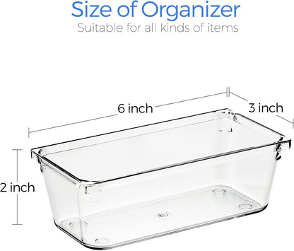 6 Pack Drawer Organizer, 6" x 9" Plastic Storage Bins