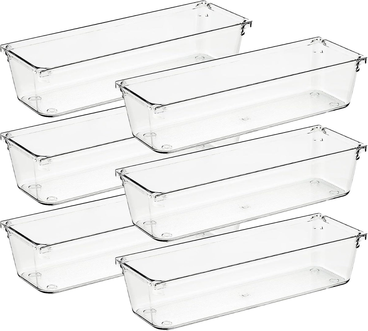 6 Pack Drawer Organizer, 6" x 9" Plastic Storage Bins