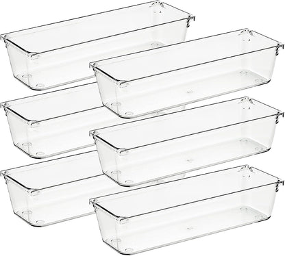 6 Pack Drawer Organizer, 6" x 9" Plastic Storage Bins