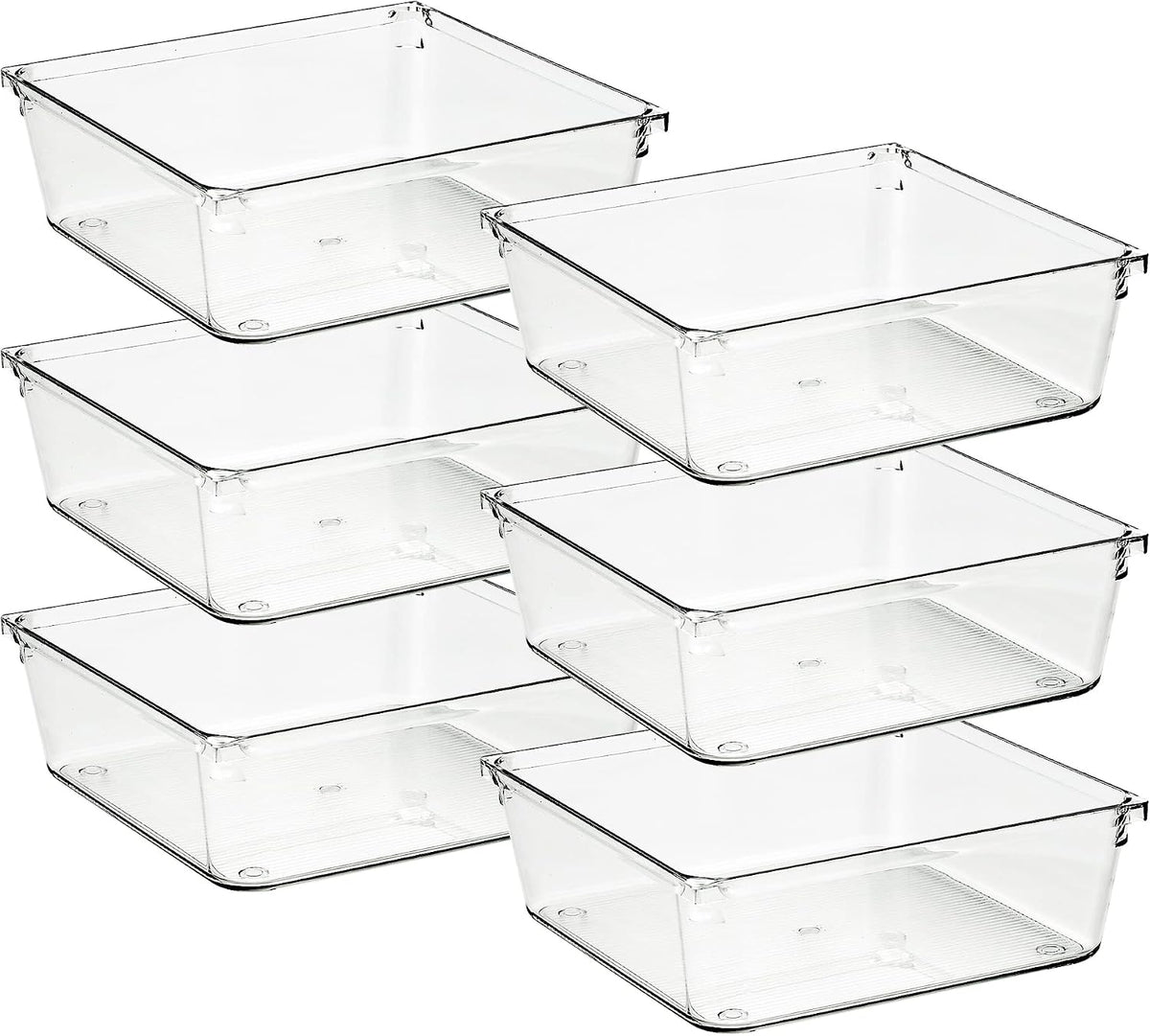 6 Pack Drawer Organizer, 6" x 9" Plastic Storage Bins