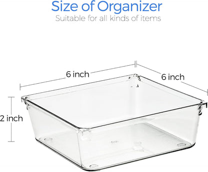 6 Pack Drawer Organizer, 6" x 9" Plastic Storage Bins