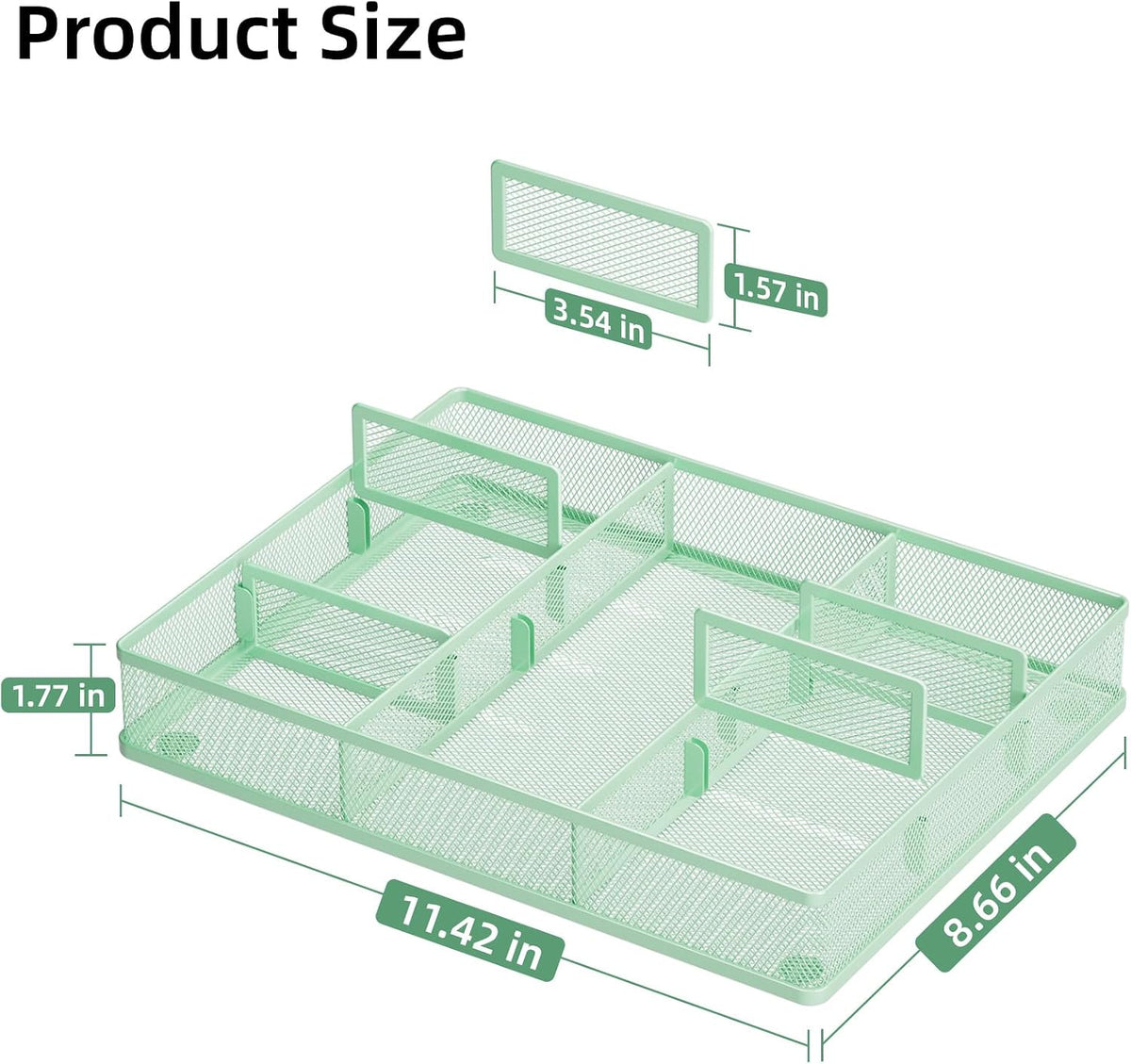 Desk Drawer Organizer, Metal Mesh Drawer Organizer Tray with 5 Adjustable Compartments,Desk Organizers and Accessories for Home,Office,Kitchen,Makeup,Vanity (Black)