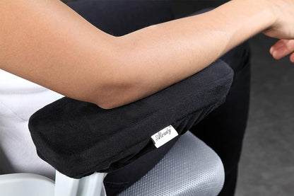 Ergonomic Memory Foam Office Chair Armrest Pads, Comfy Gaming Chair Arm Rest Covers for Elbows and Forearms Pressure Relief(Set of 2), Stretch Fit, Black