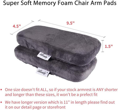 Ergonomic Memory Foam Office Chair Armrest Pads, Comfy Gaming Chair Arm Rest Covers for Elbows and Forearms Pressure Relief(Set of 2), Stretch Fit, Black
