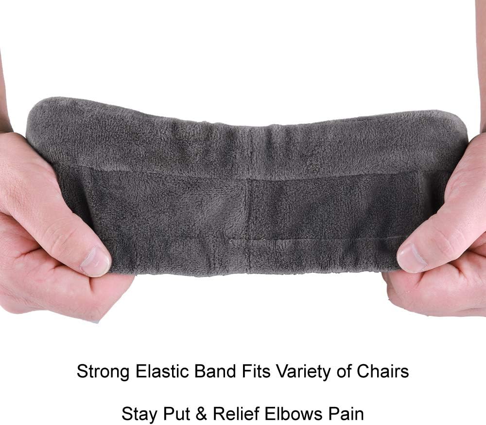 Ergonomic Memory Foam Office Chair Armrest Pads, Comfy Gaming Chair Arm Rest Covers for Elbows and Forearms Pressure Relief(Set of 2), Stretch Fit, Black