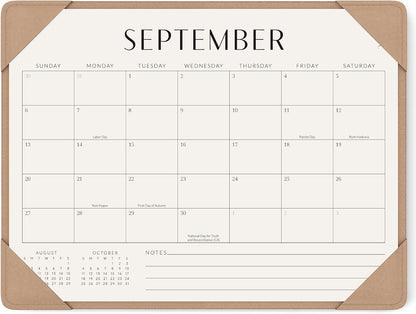 Desk Calendar 2026-2027 with Protective Mat 14"x10.5"