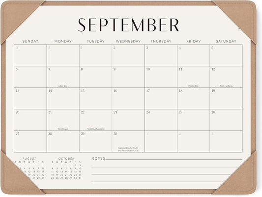 Desk Calendar 2026-2027 with Protective Mat 14"x10.5"