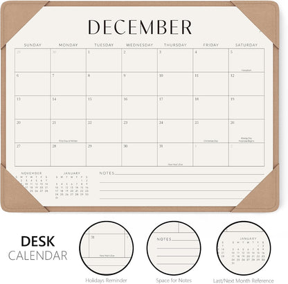Desk Calendar 2026-2027 with Protective Mat 14"x10.5"