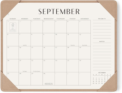 Desk Calendar 2026-2027 with Protective Mat 14"x10.5"