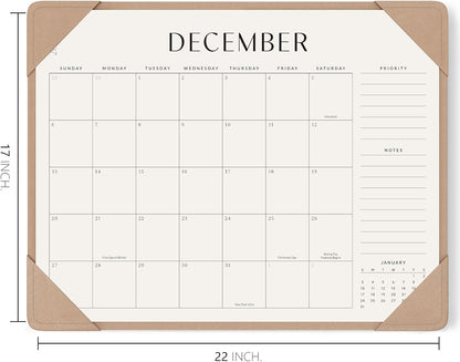 Desk Calendar 2026-2027 with Protective Mat 14"x10.5"