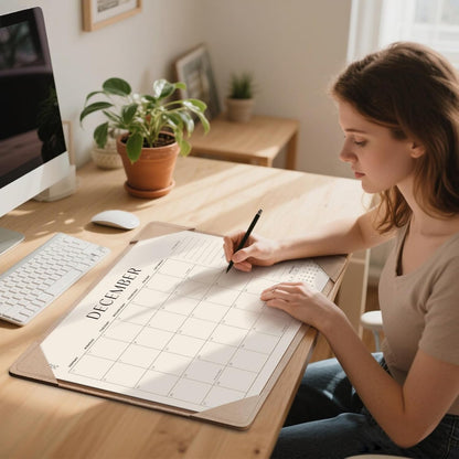 Desk Calendar 2026-2027 with Protective Mat 14"x10.5"