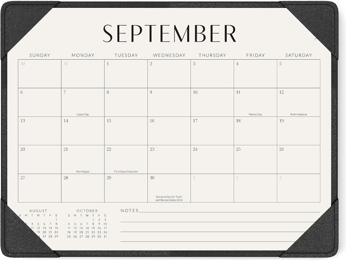Desk Calendar 2026-2027 with Protective Mat 14"x10.5"