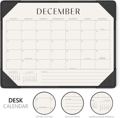Desk Calendar 2026-2027 with Protective Mat 14"x10.5"