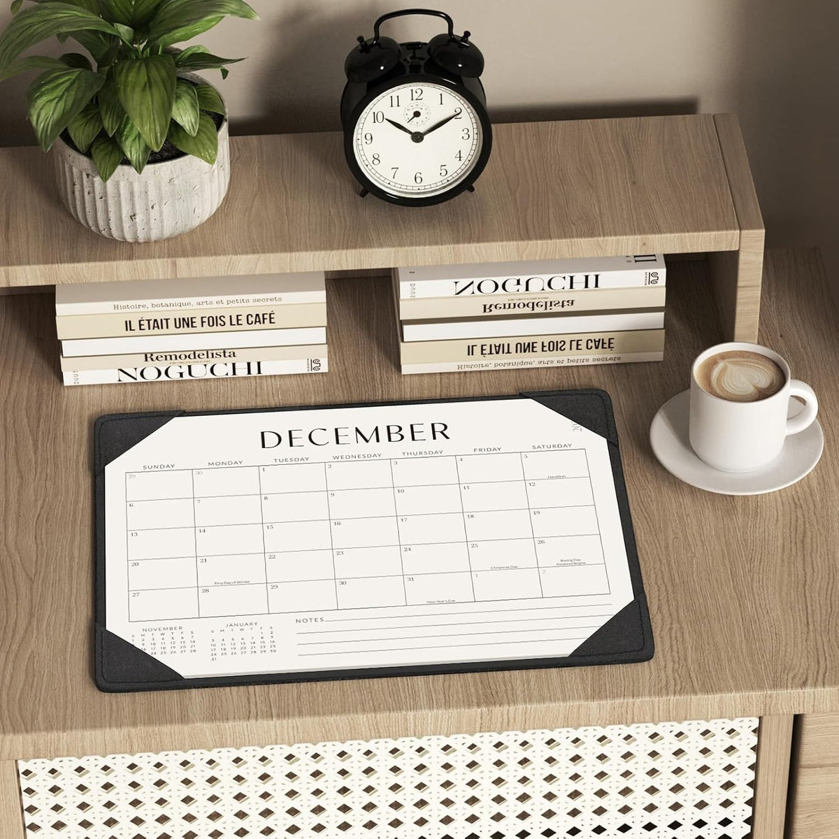 Desk Calendar 2026-2027 with Protective Mat 14"x10.5"