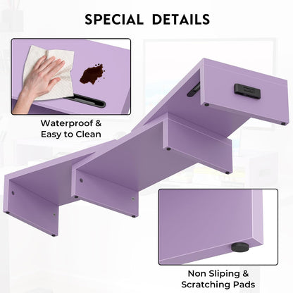 Dual Monitor Stand Riser, Adjustable Length & Swivel Angle, White