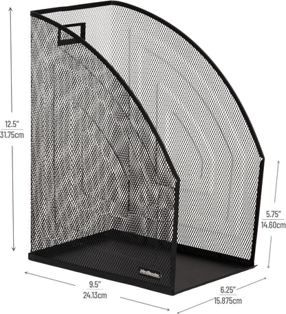 Vertical File Organizers, Desktop File Holders for Folders, Magazines, and Paperwork, Workspace Organizer, Metal Mesh, Set of 2, Black