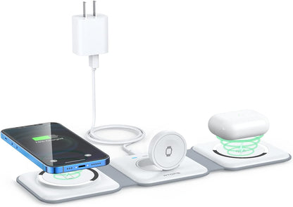 3 in 1 Wireless Charging Station for Apple,Foldable Magnetic Travel Charger