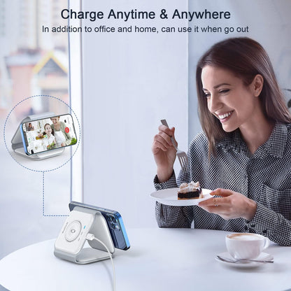 3 in 1 Wireless Charging Station for Apple,Foldable Magnetic Travel Charger