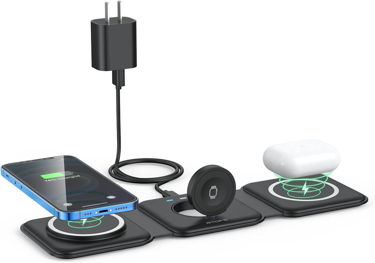 3 in 1 Wireless Charging Station for Apple,Foldable Magnetic Travel Charger