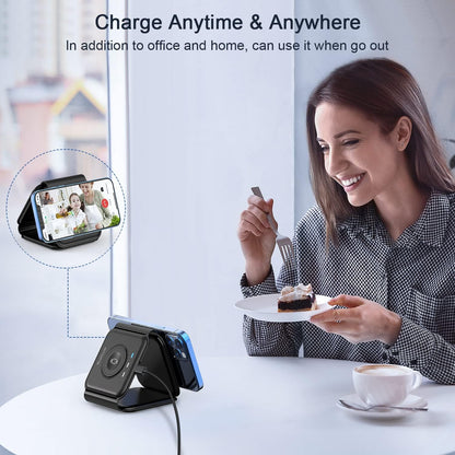 3 in 1 Wireless Charging Station for Apple,Foldable Magnetic Travel Charger