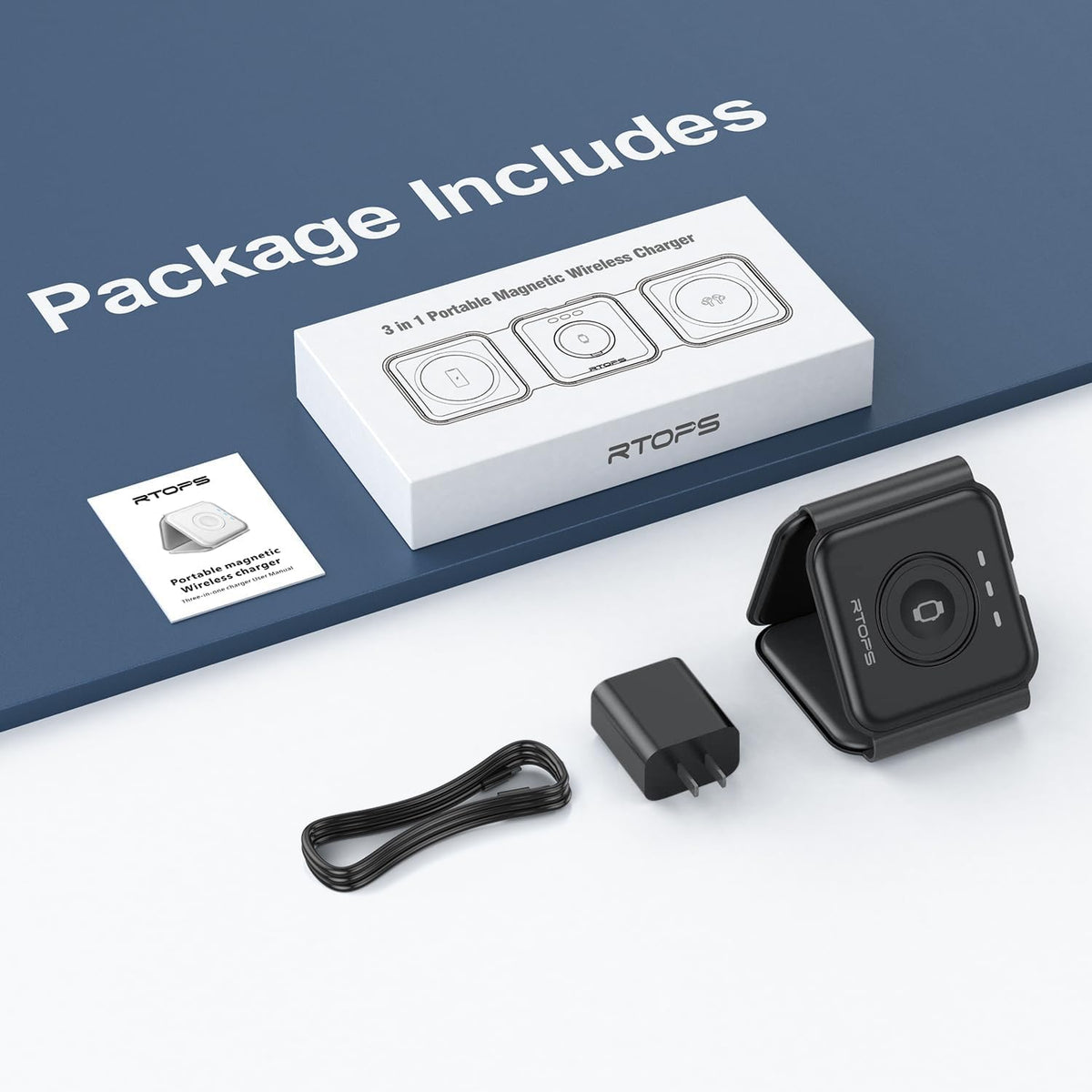 3 in 1 Wireless Charging Station for Apple,Foldable Magnetic Travel Charger