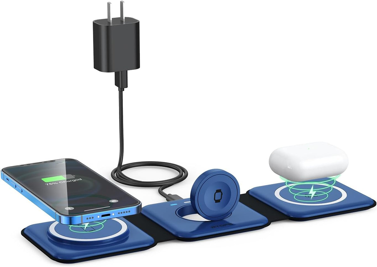 3 in 1 Wireless Charging Station for Apple,Foldable Magnetic Travel Charger