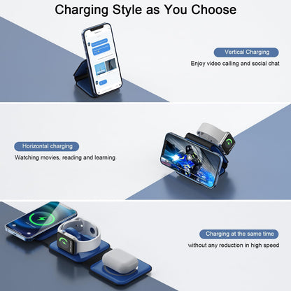3 in 1 Wireless Charging Station for Apple,Foldable Magnetic Travel Charger