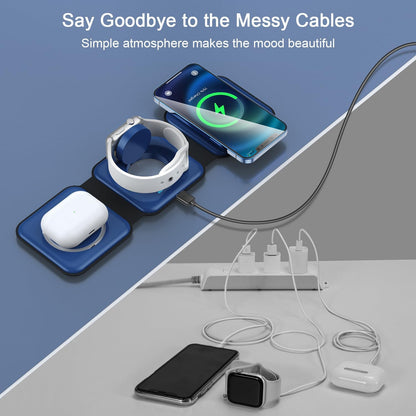 3 in 1 Wireless Charging Station for Apple,Foldable Magnetic Travel Charger