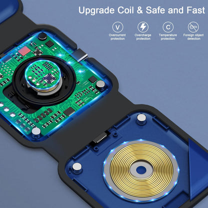 3 in 1 Wireless Charging Station for Apple,Foldable Magnetic Travel Charger