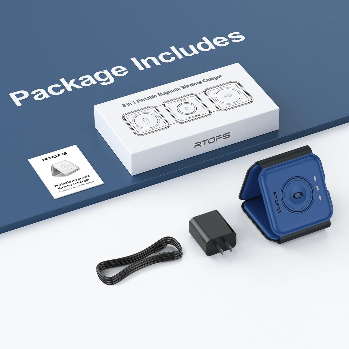 3 in 1 Wireless Charging Station for Apple,Foldable Magnetic Travel Charger
