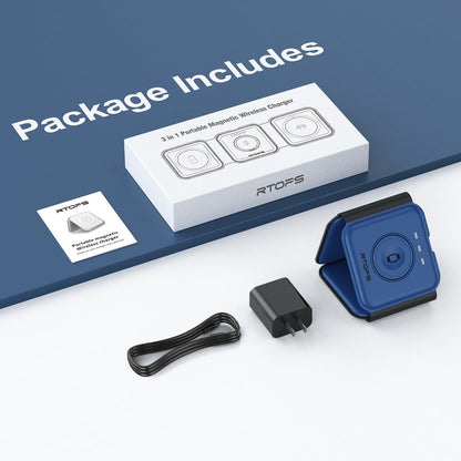 3 in 1 Wireless Charging Station for Apple,Foldable Magnetic Travel Charger