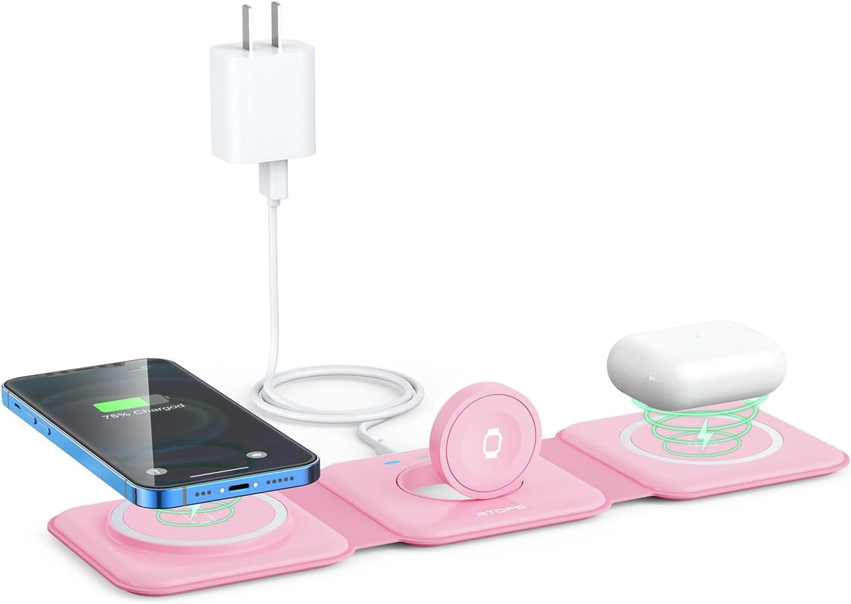 3 in 1 Wireless Charging Station for Apple,Foldable Magnetic Travel Charger