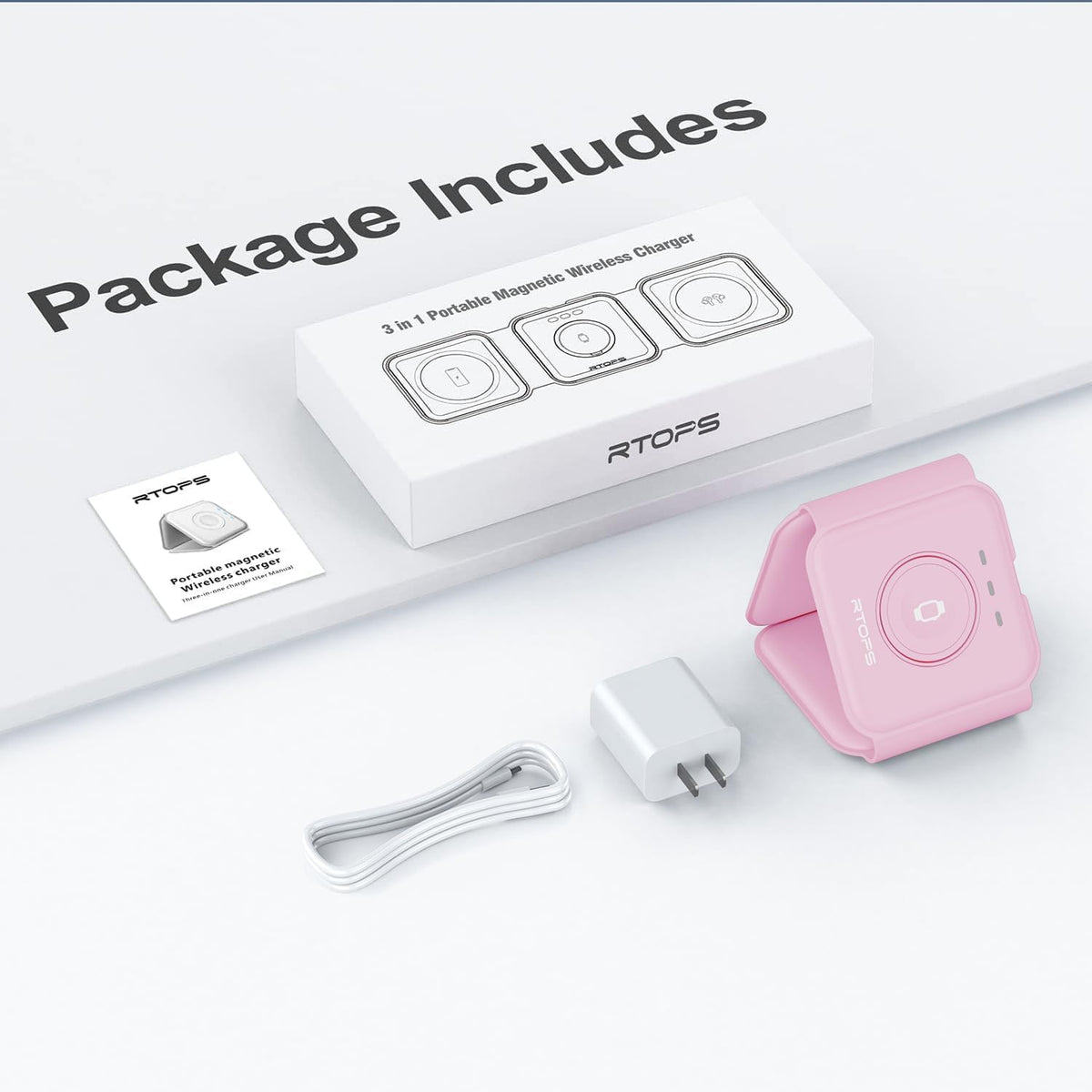 3 in 1 Wireless Charging Station for Apple,Foldable Magnetic Travel Charger