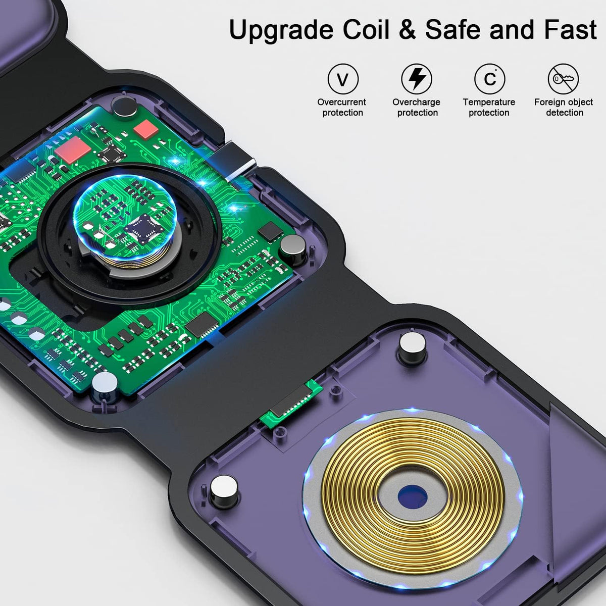 3 in 1 Wireless Charging Station for Apple,Foldable Magnetic Travel Charger