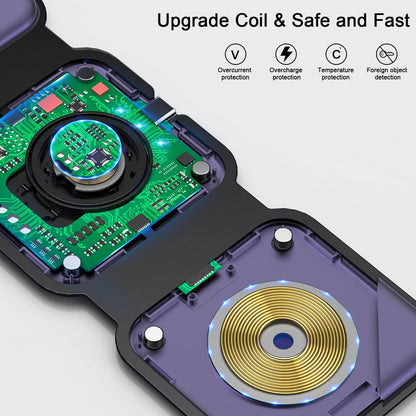 3 in 1 Wireless Charging Station for Apple,Foldable Magnetic Travel Charger