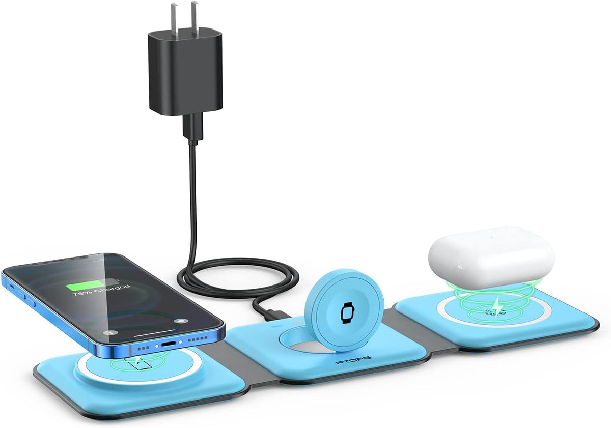3 in 1 Wireless Charging Station for Apple,Foldable Magnetic Travel Charger