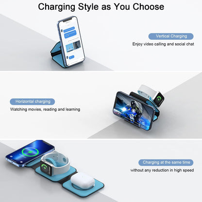 3 in 1 Wireless Charging Station for Apple,Foldable Magnetic Travel Charger