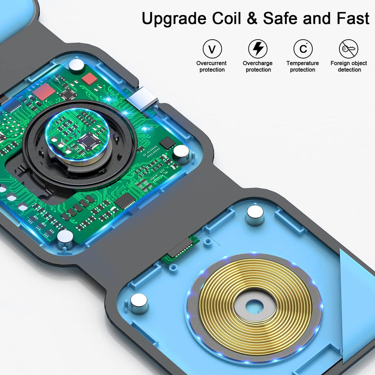 3 in 1 Wireless Charging Station for Apple,Foldable Magnetic Travel Charger
