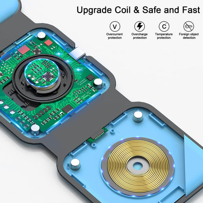3 in 1 Wireless Charging Station for Apple,Foldable Magnetic Travel Charger