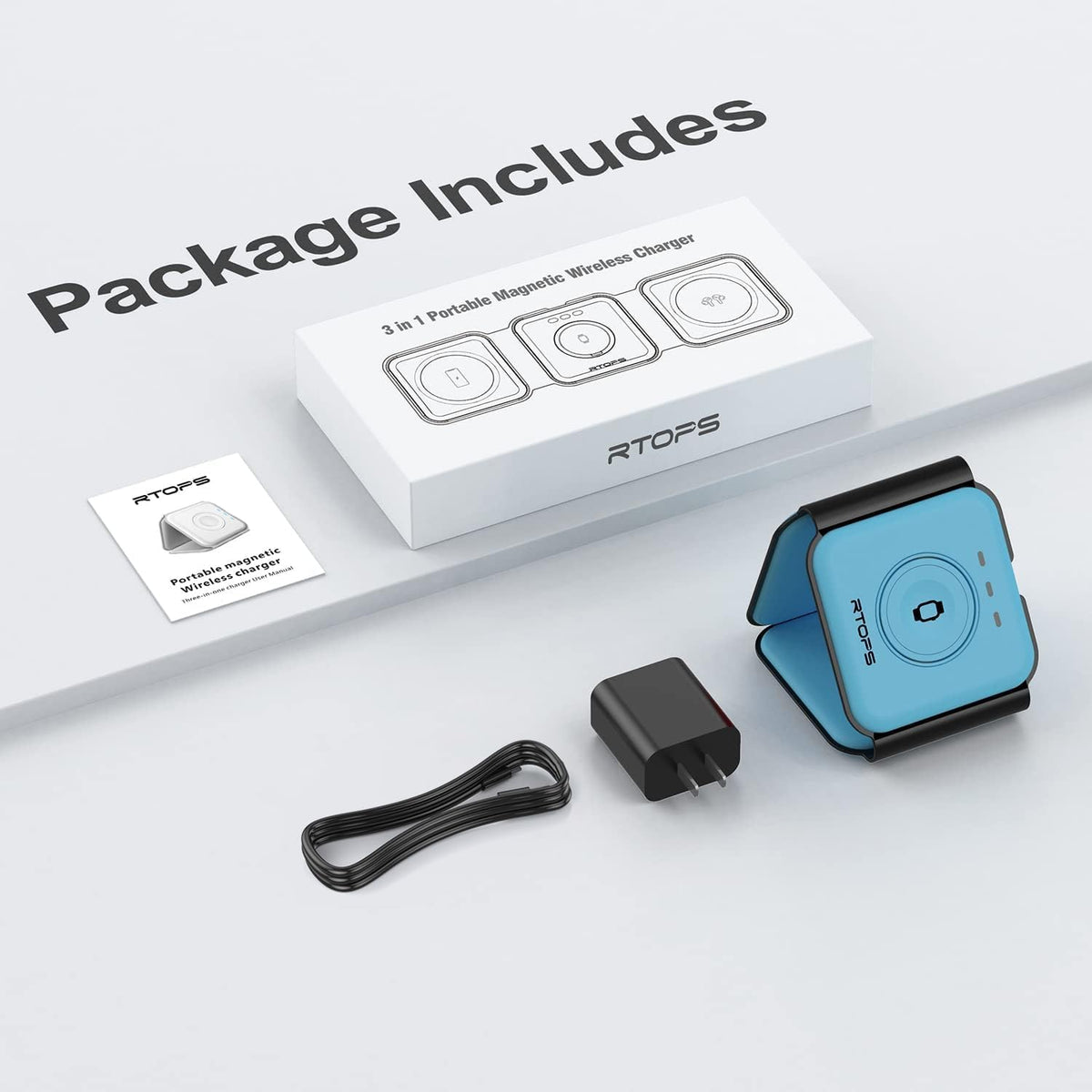 3 in 1 Wireless Charging Station for Apple,Foldable Magnetic Travel Charger