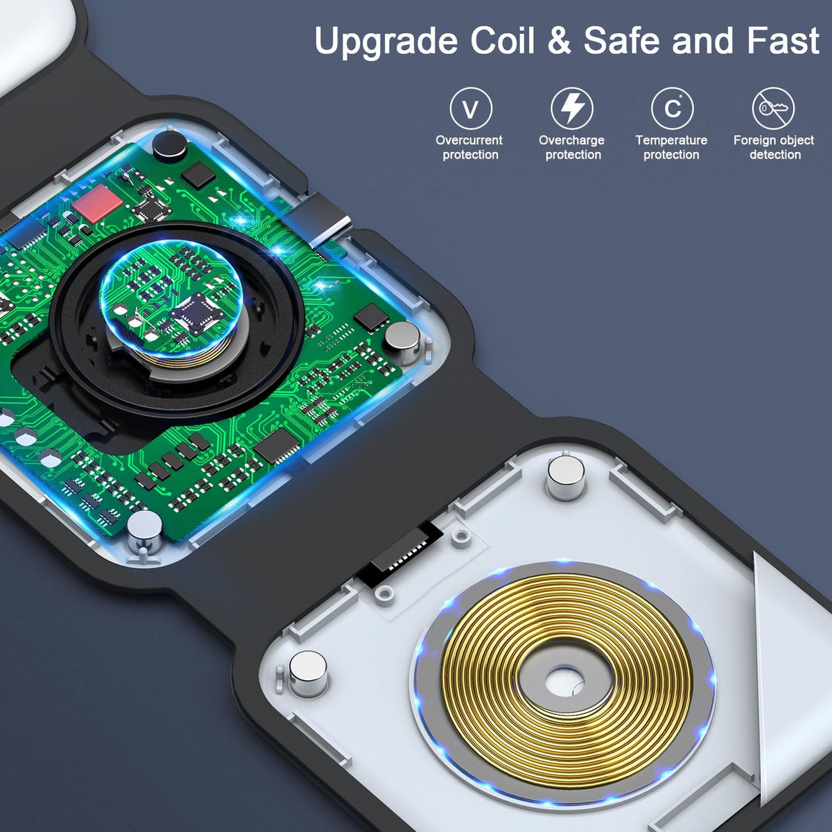 3 in 1 Wireless Charging Station for Apple,Foldable Magnetic Travel Charger