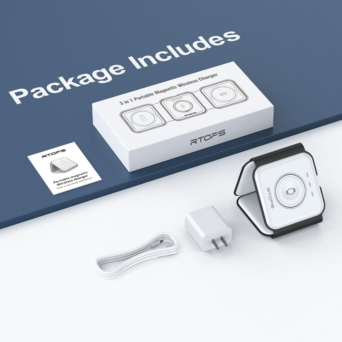 3 in 1 Wireless Charging Station for Apple,Foldable Magnetic Travel Charger