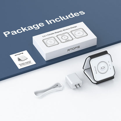 3 in 1 Wireless Charging Station for Apple,Foldable Magnetic Travel Charger