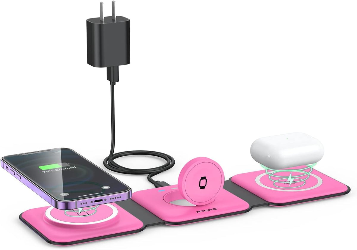 3 in 1 Wireless Charging Station for Apple,Foldable Magnetic Travel Charger