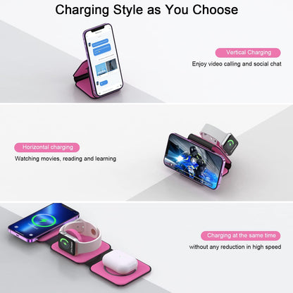 3 in 1 Wireless Charging Station for Apple,Foldable Magnetic Travel Charger